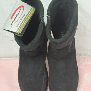 NEW-L.L.Bean-250645-Men-Black Suede leather/Fabric /ECO-Zip up Boots.Sz-11.5.M.